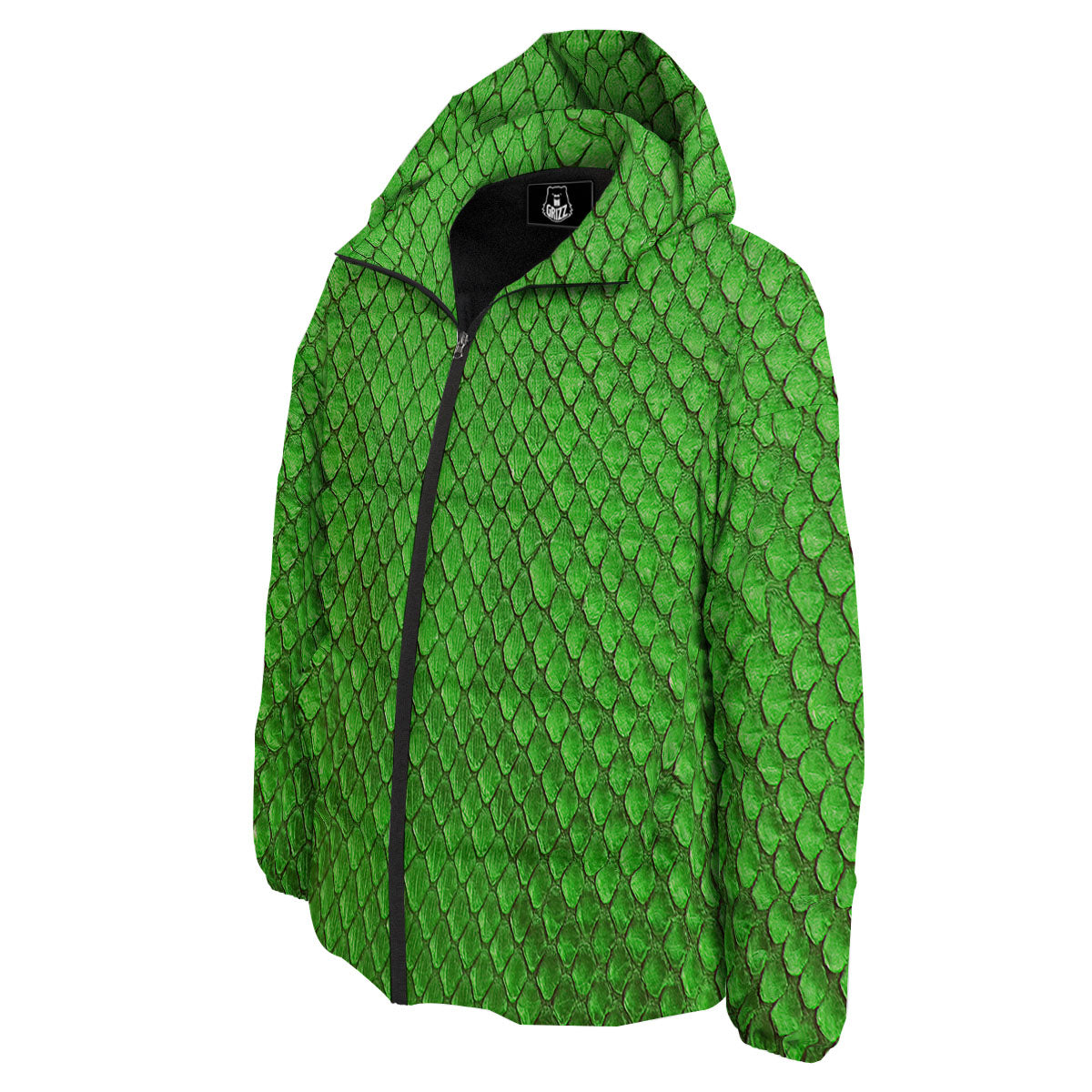 Snakeskin Python Green Print Down Jacket-grizzshop