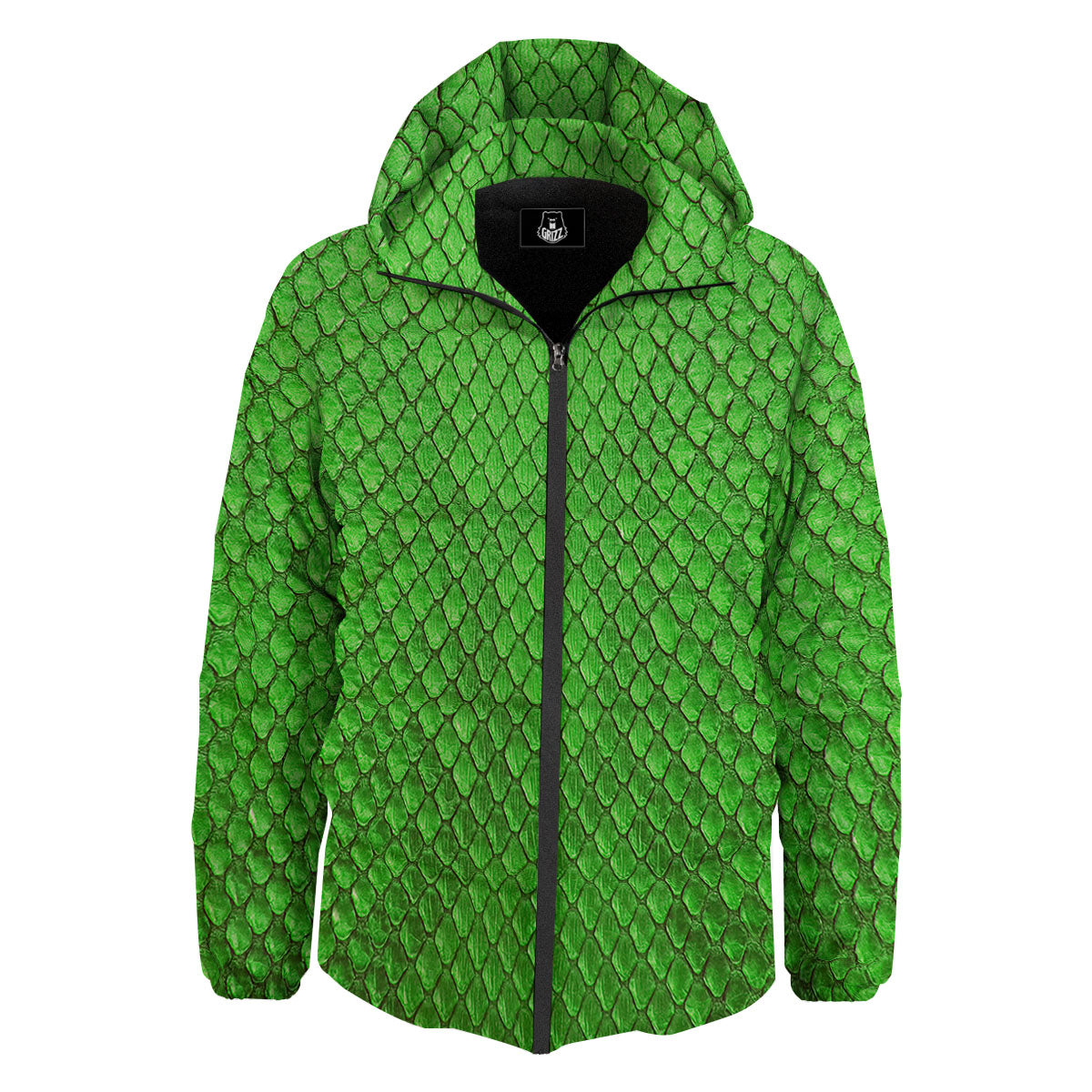 Snakeskin Python Green Print Down Jacket-grizzshop