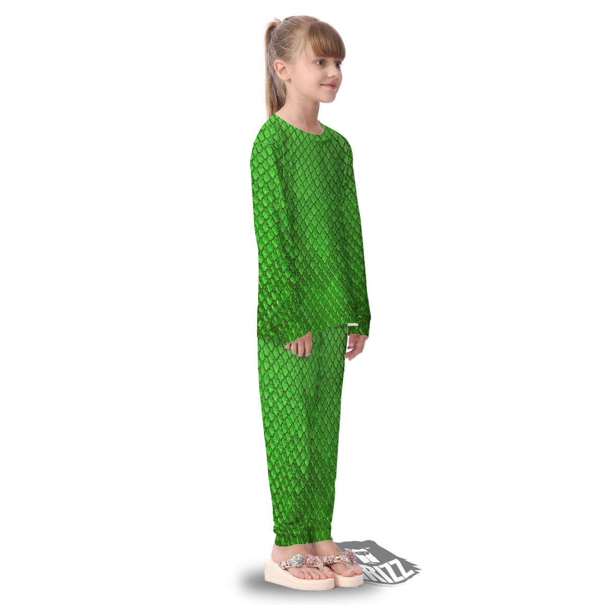 Snakeskin Python Green Print Kid's Pajamas-grizzshop