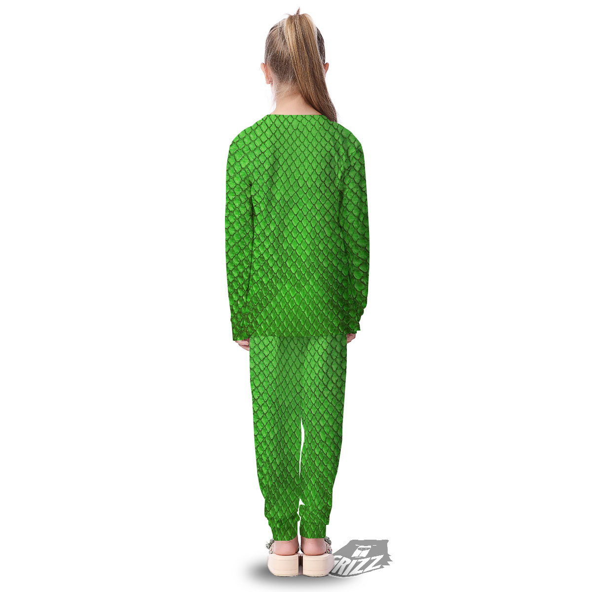 Snakeskin Python Green Print Kid's Pajamas-grizzshop