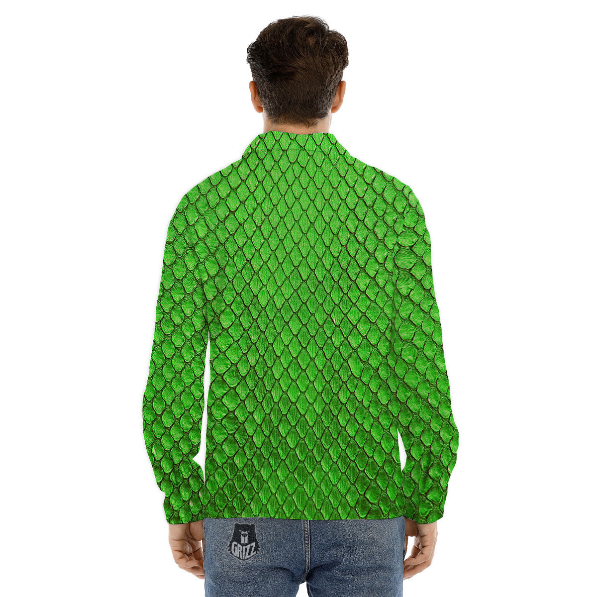 Snakeskin Python Green Print Men's Dress Shirts-grizzshop