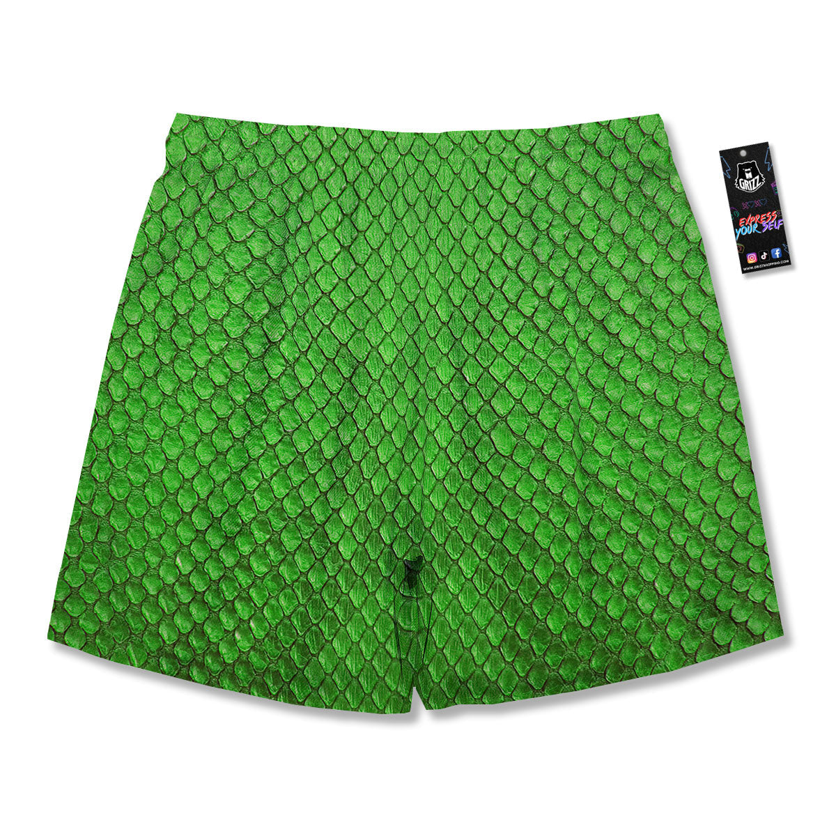 Snakeskin Python Green Print Men's Running Shorts-grizzshop