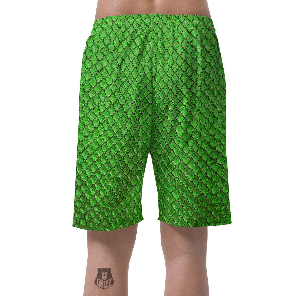 Snakeskin Python Green Print Men's Shorts-grizzshop