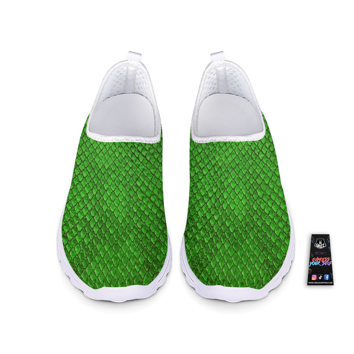 Snakeskin Python Green Print Nurse Shoes-grizzshop