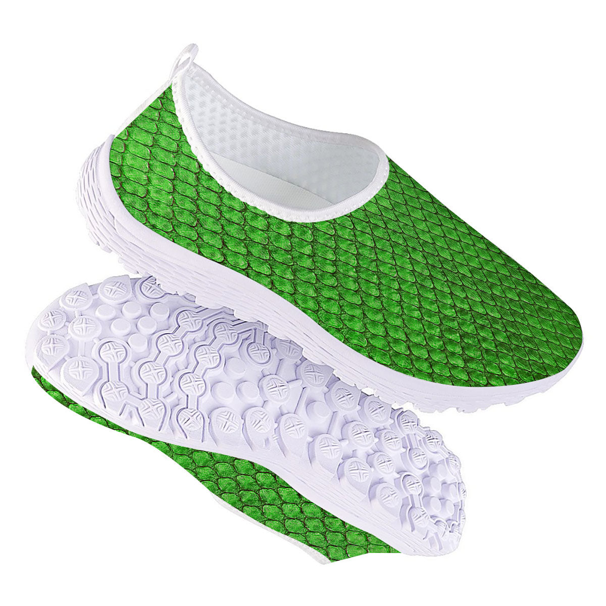 Snakeskin Python Green Print Nurse Shoes-grizzshop