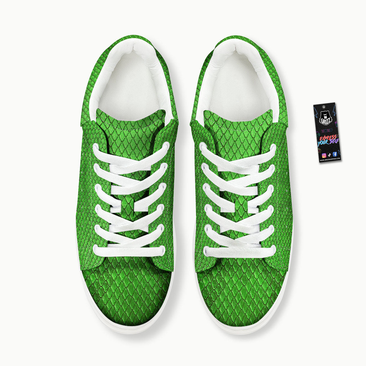 Snakeskin Python Green Print Platform Shoes-grizzshop