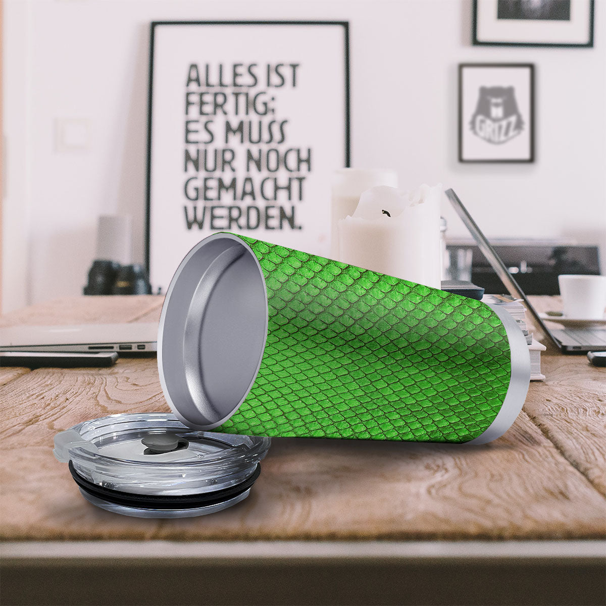 Snakeskin Python Green Print Tumbler-grizzshop
