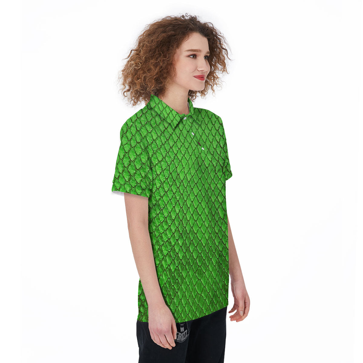 Snakeskin Python Green Print Women's Golf Shirts-grizzshop