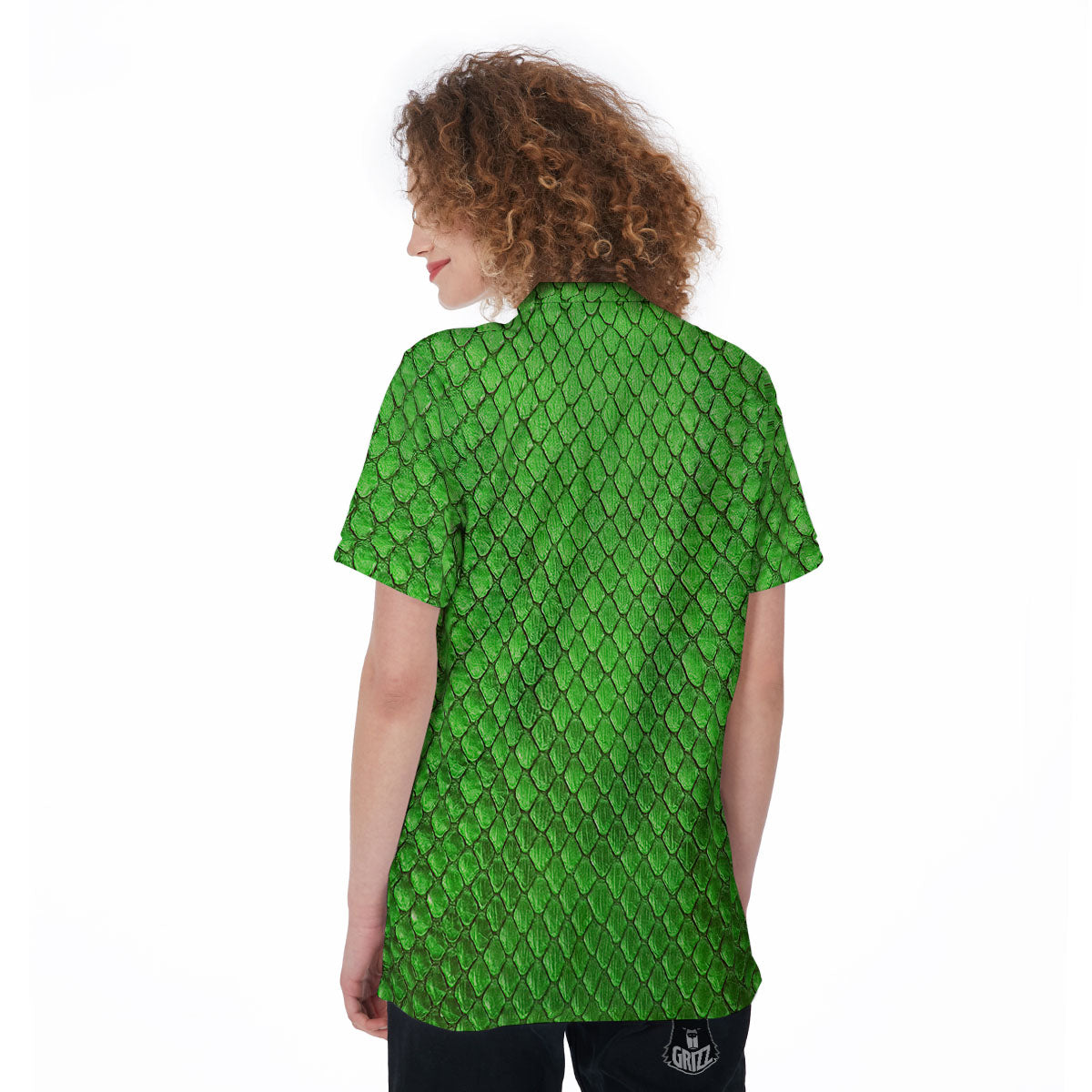 Snakeskin Python Green Print Women's Golf Shirts-grizzshop