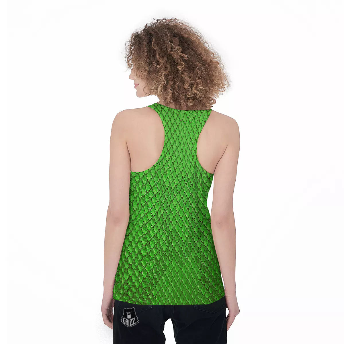 Snakeskin Python Green Print Women's Racerback Tank Top-grizzshop