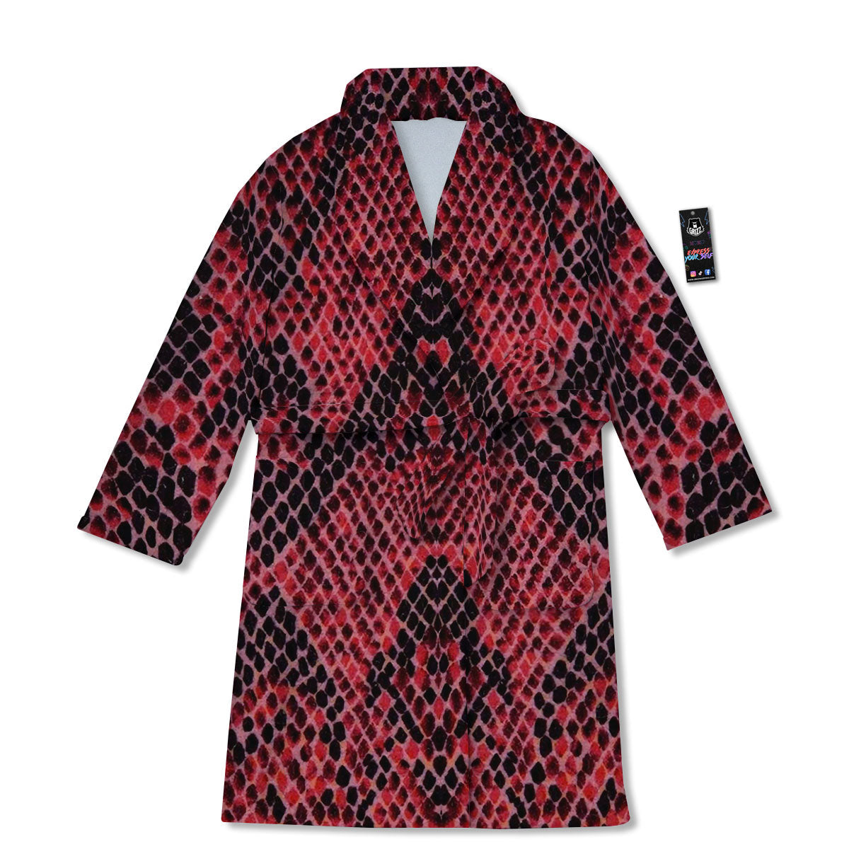 Snakeskin Python Red Print Bathrobe-grizzshop