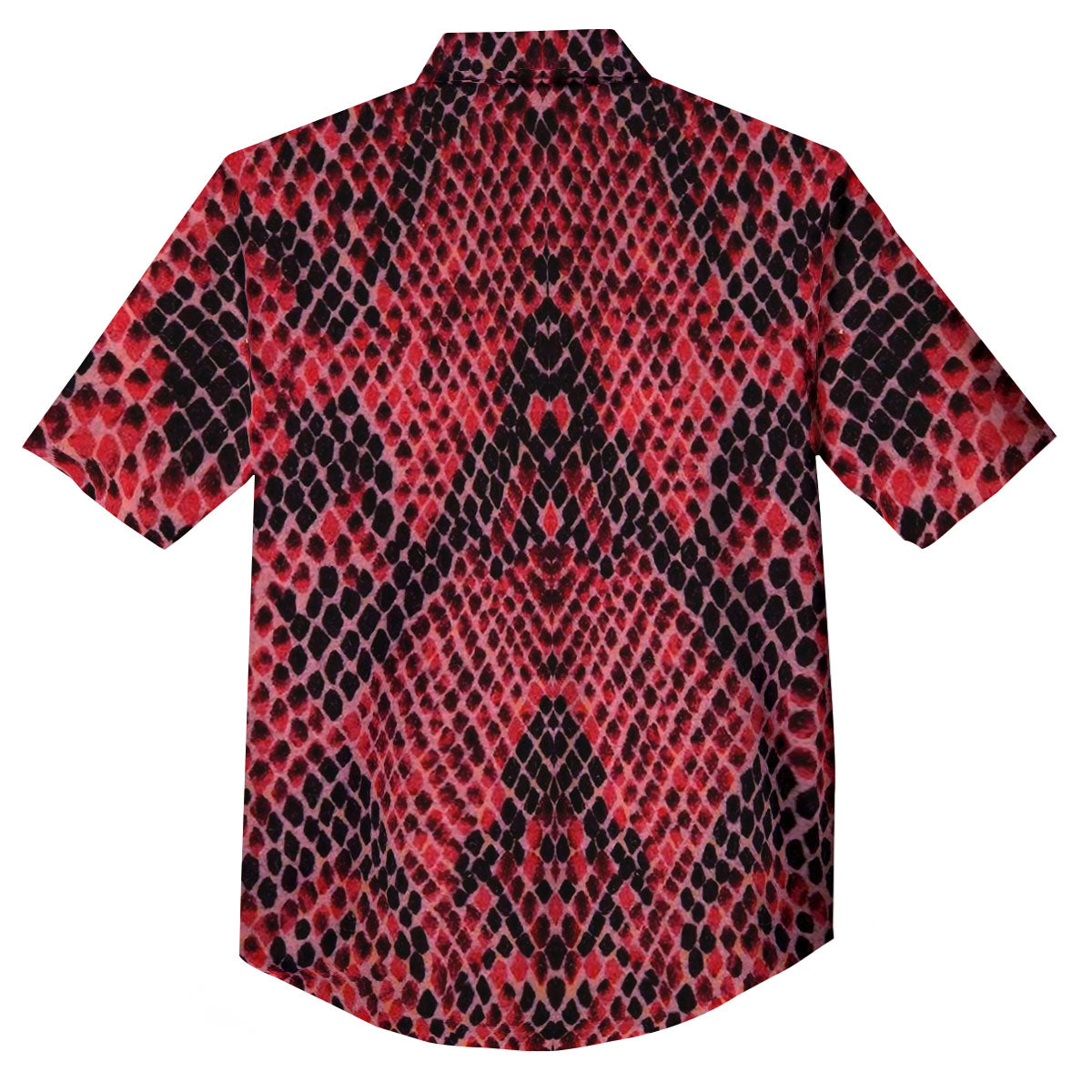 Snakeskin Python Red Print Button Up Shirt-grizzshop