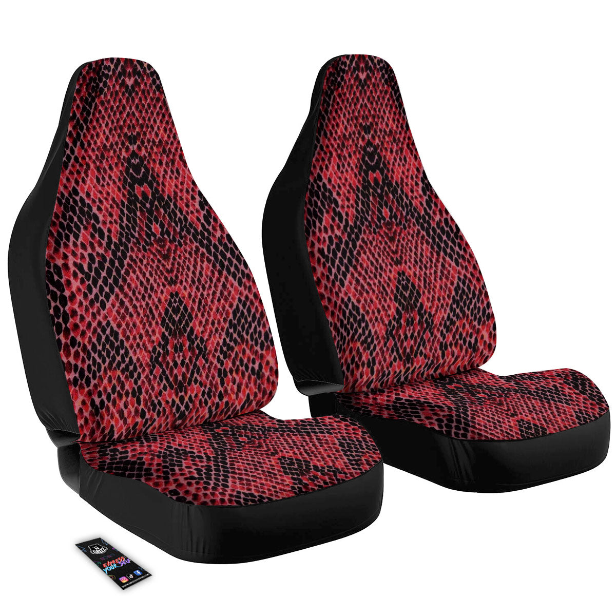 Snakeskin Python Red Print Car Seat Covers-grizzshop
