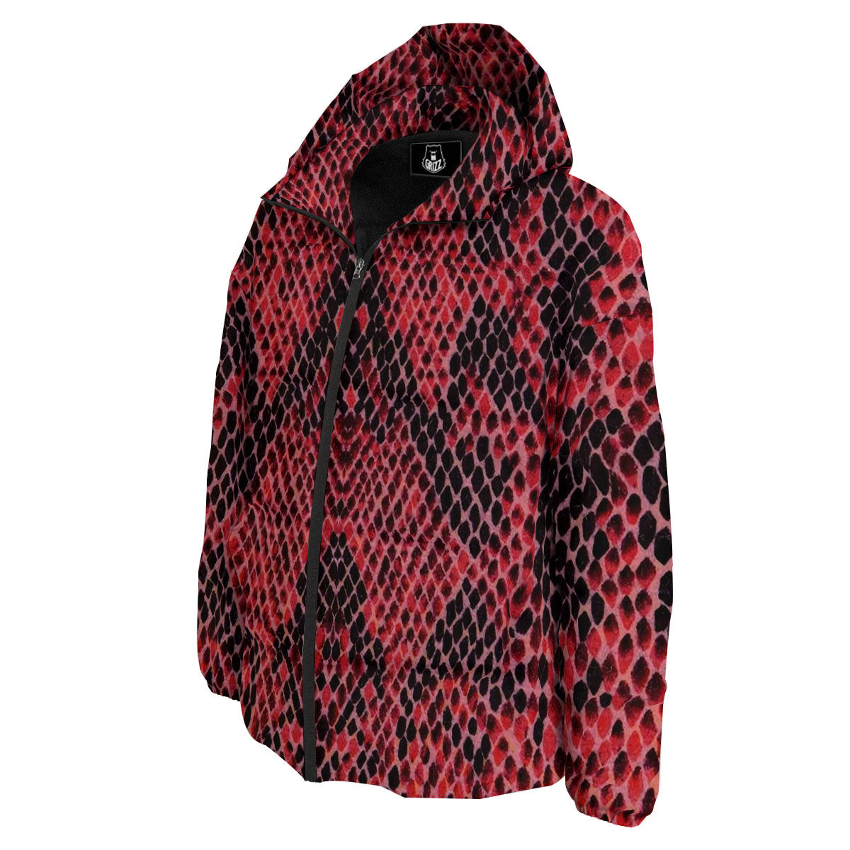 Snakeskin Python Red Print Down Jacket-grizzshop
