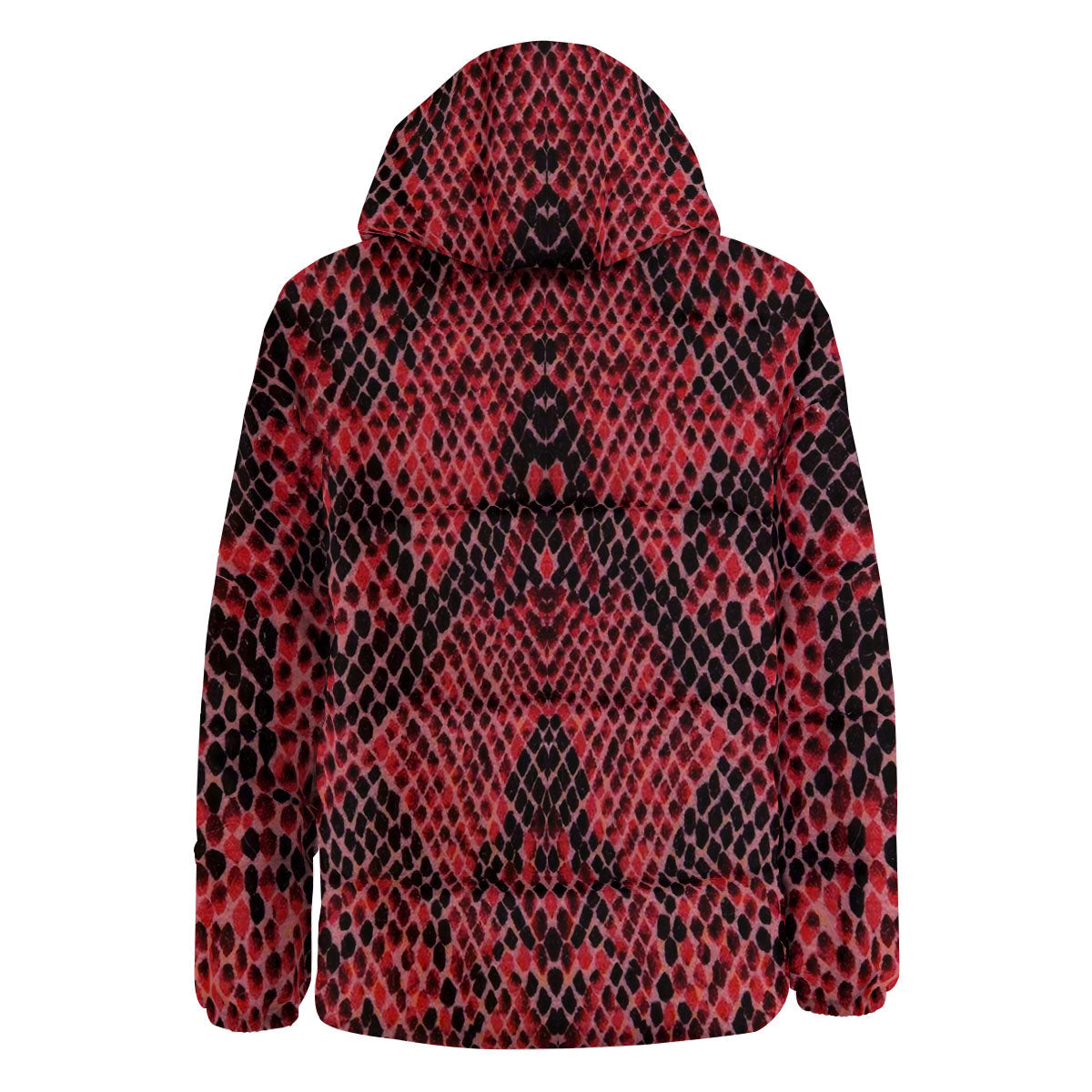 Snakeskin Python Red Print Down Jacket-grizzshop