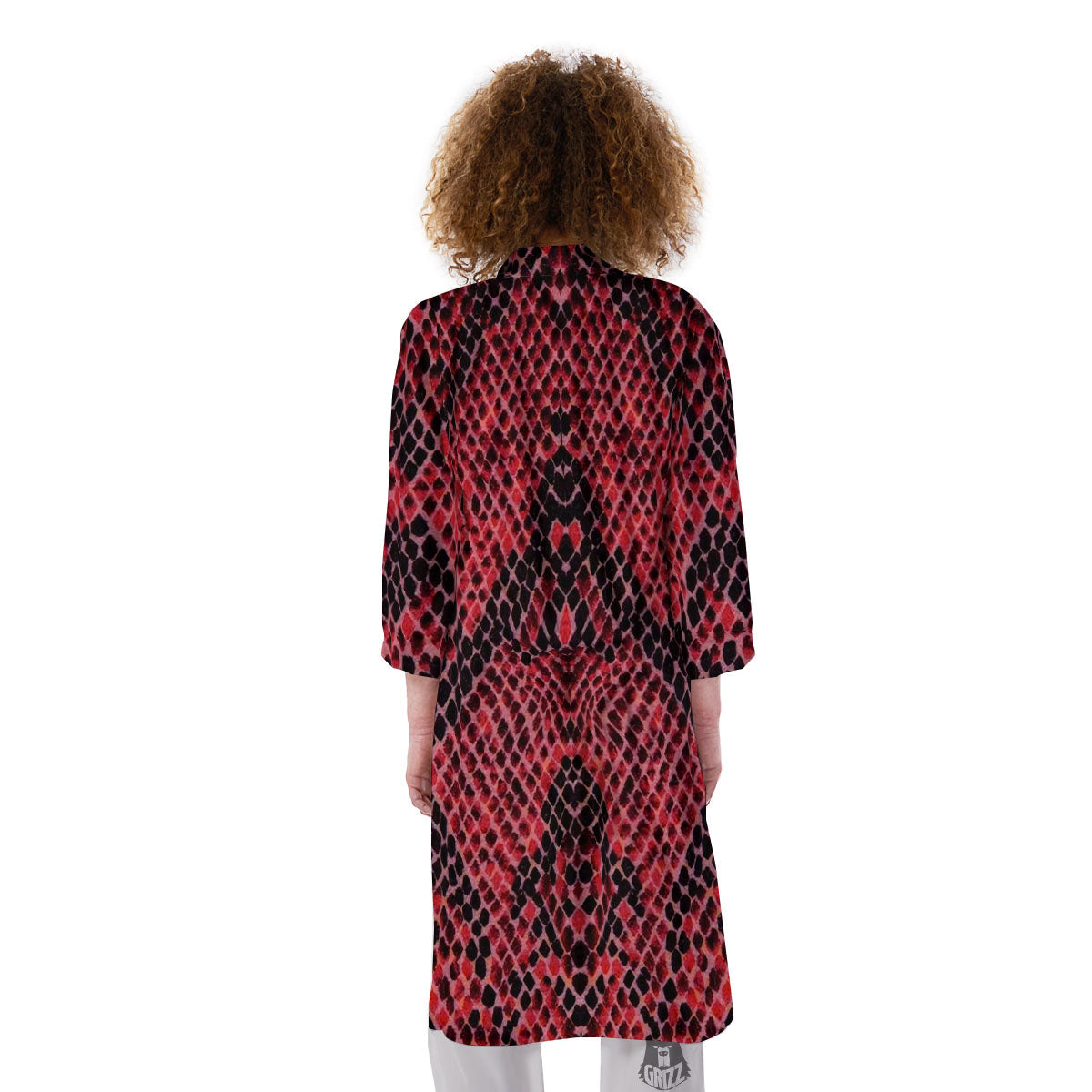 Snakeskin Python Red Print Kimono-grizzshop