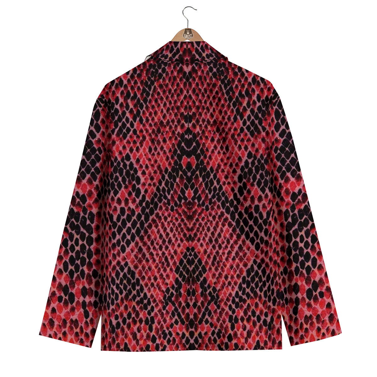 Snakeskin Python Red Print Men's Blazer-grizzshop