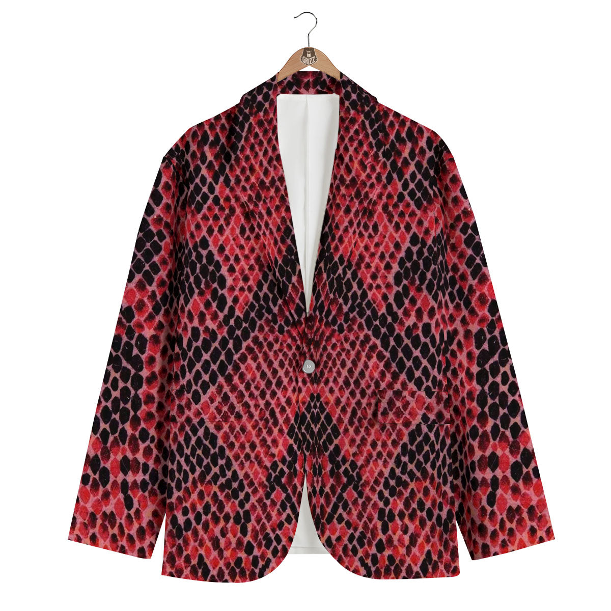 Snakeskin Python Red Print Men's Blazer-grizzshop