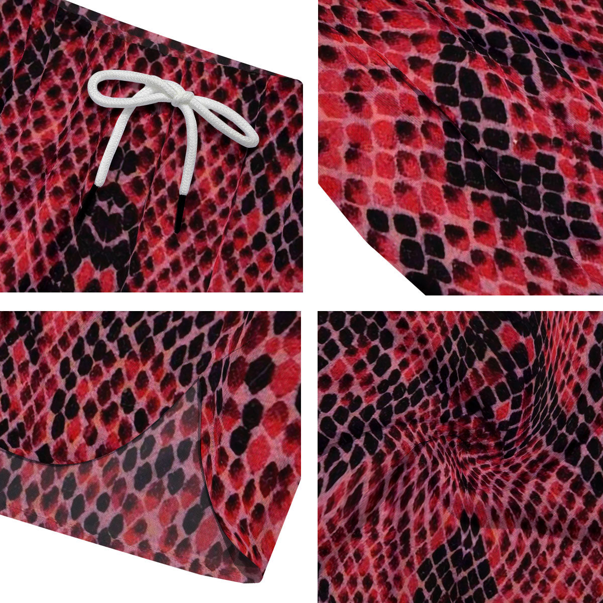 Snakeskin Python Red Print Men's Running Shorts-grizzshop