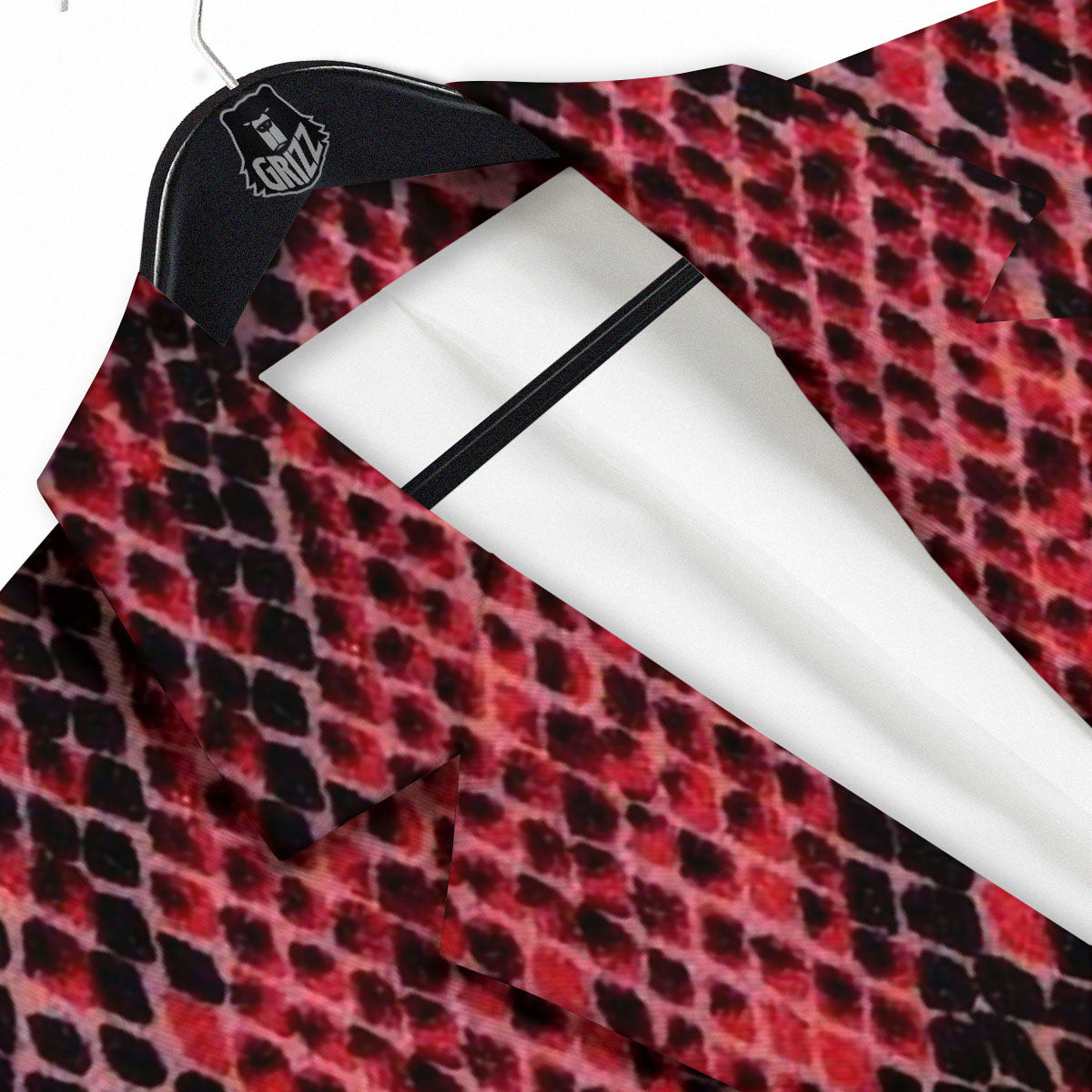 Snakeskin Python Red Print Men's Sport Coat-grizzshop