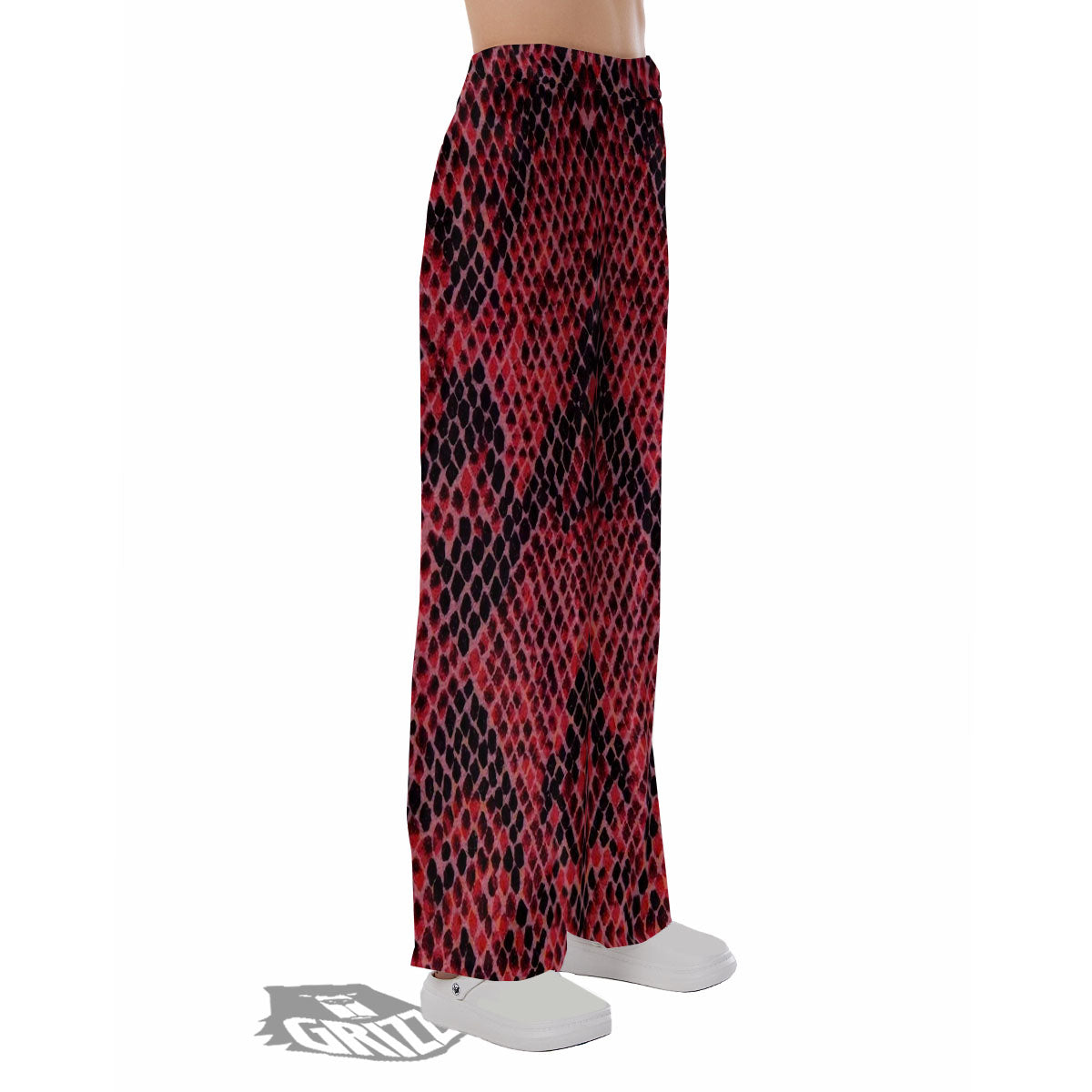 Snakeskin Python Red Print Pajama Pants-grizzshop