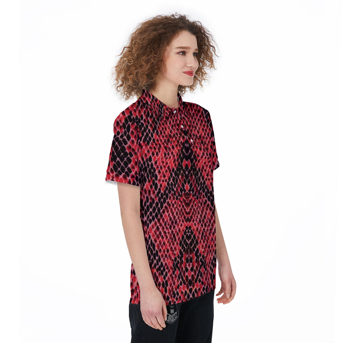 Snakeskin Python Red Print Women's Golf Shirts-grizzshop