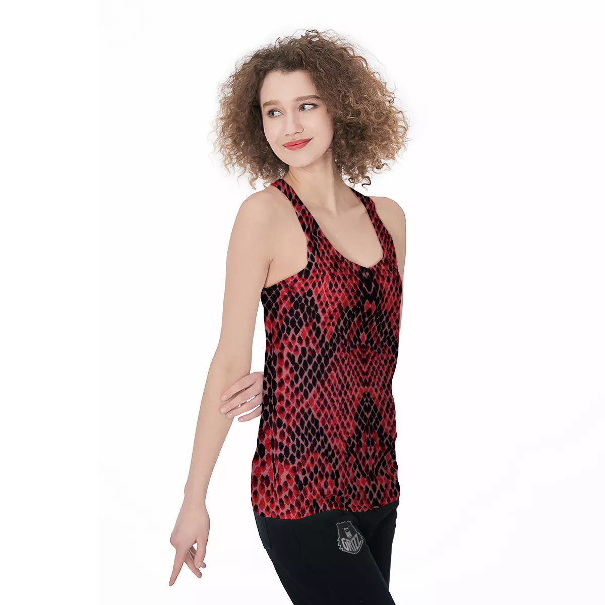 Snakeskin Python Red Print Women's Racerback Tank Top-grizzshop