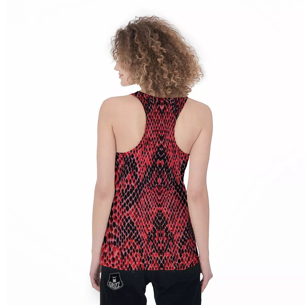 Snakeskin Python Red Print Women's Racerback Tank Top-grizzshop