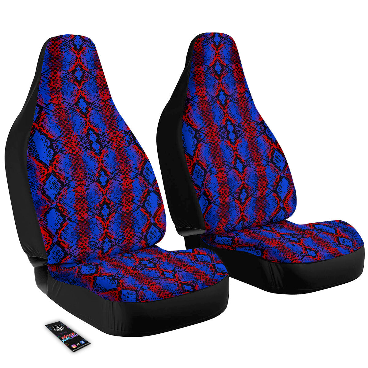 Snakeskin Red And Blue Print Car Seat Covers-grizzshop