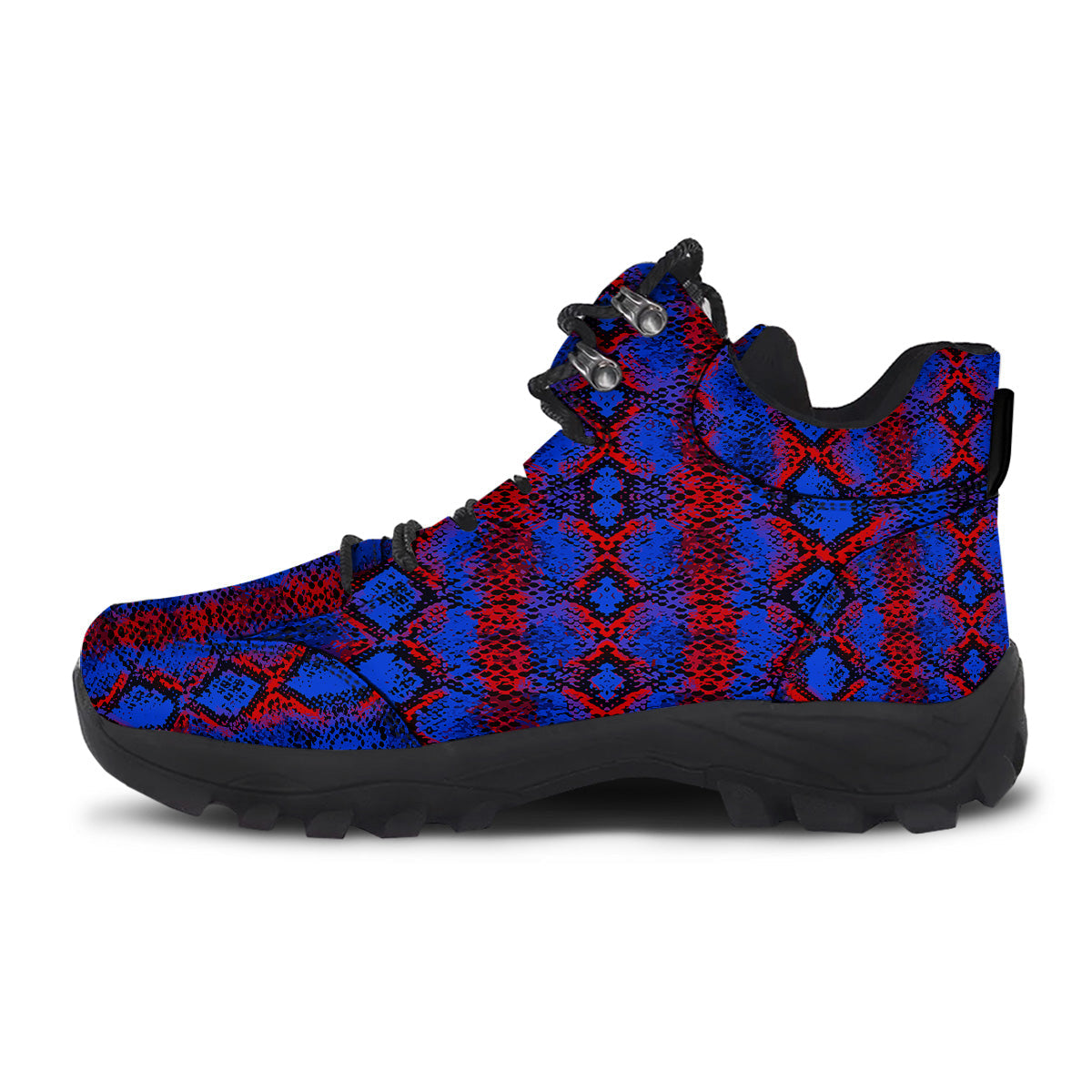 Snakeskin Red And Blue Print Hiking Shoes-grizzshop