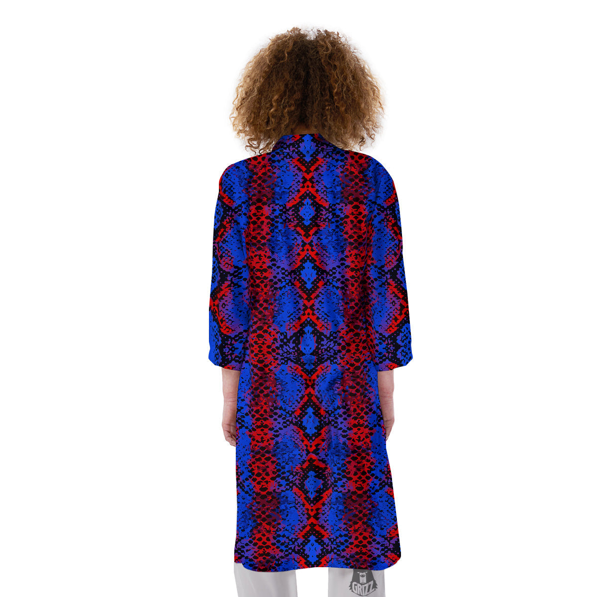 Snakeskin Red And Blue Print Kimono-grizzshop
