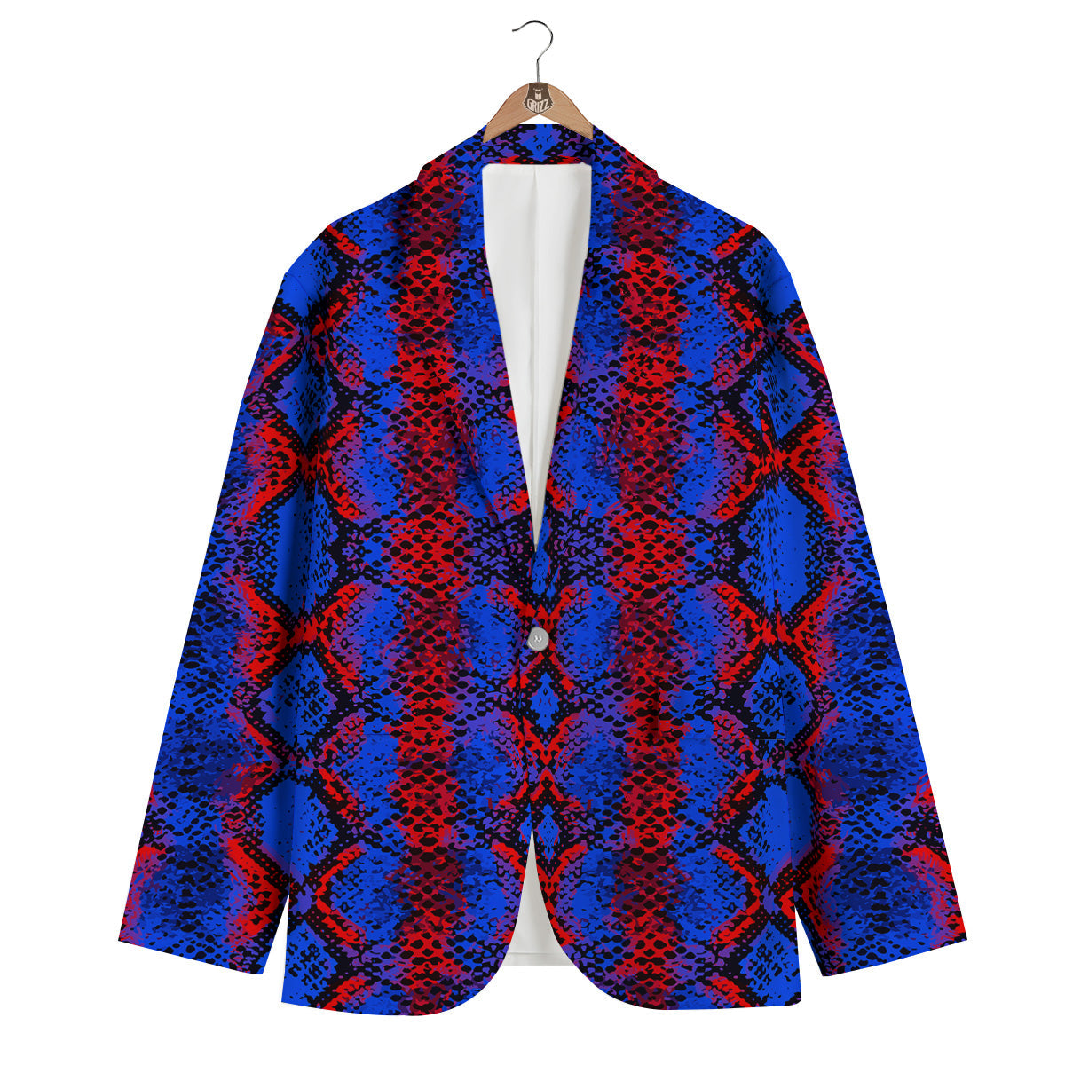 Snakeskin Red And Blue Print Men's Blazer-grizzshop