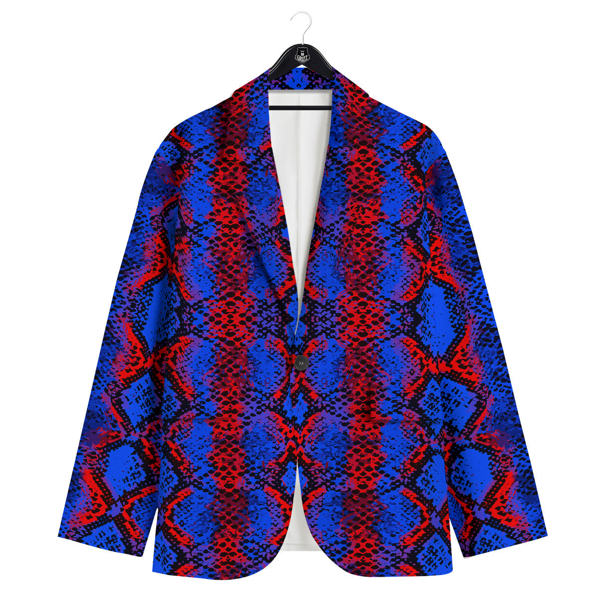 Snakeskin Red And Blue Print Men's Sport Coat-grizzshop