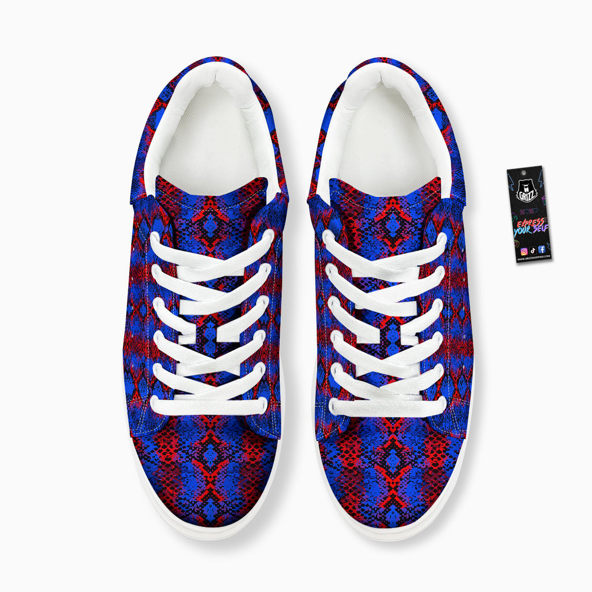 Snakeskin Red And Blue Print Platform Shoes-grizzshop