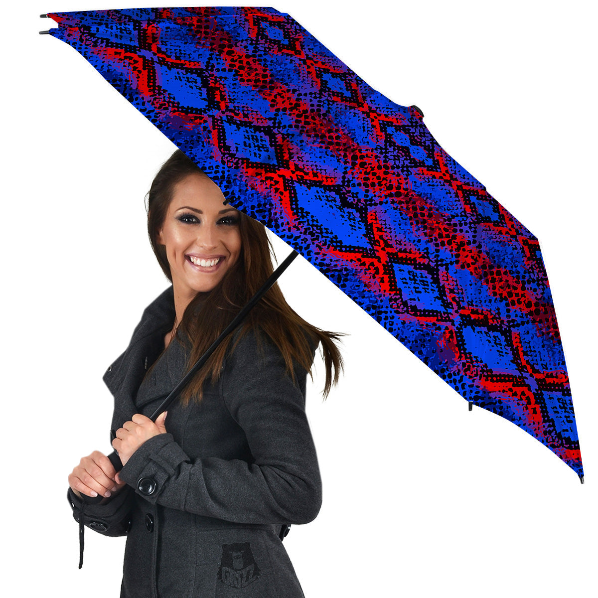 Snakeskin Red And Blue Print Umbrella-grizzshop