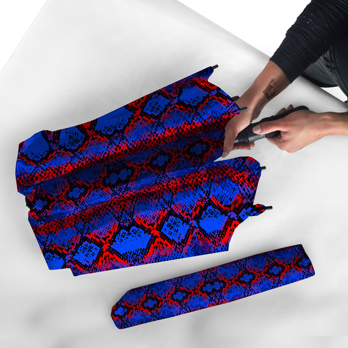 Snakeskin Red And Blue Print Umbrella-grizzshop