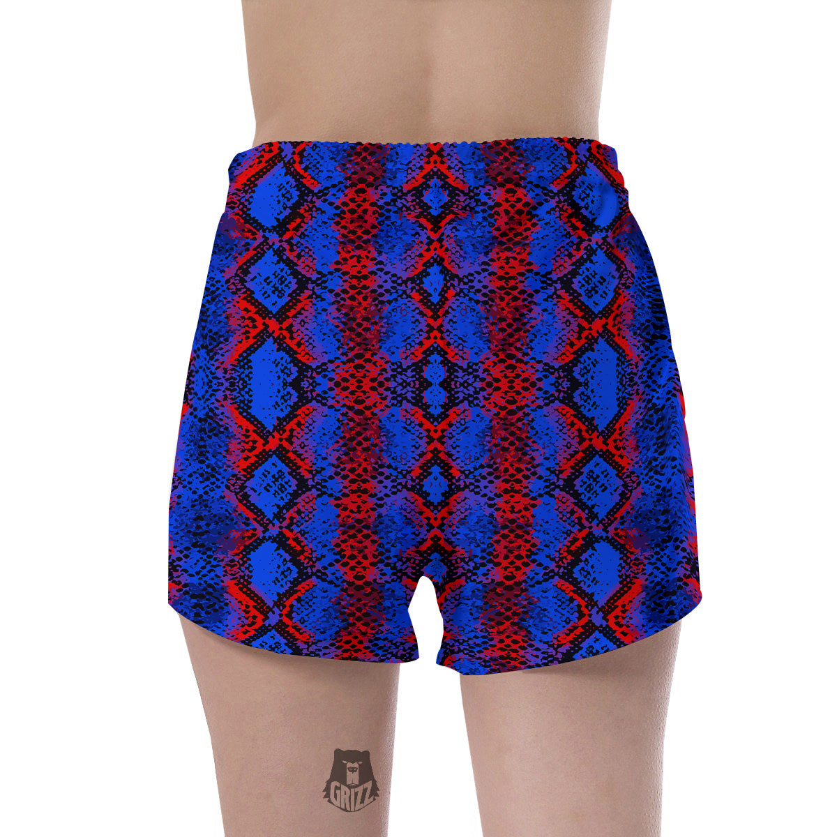 Snakeskin Red And Blue Print Women's Shorts-grizzshop
