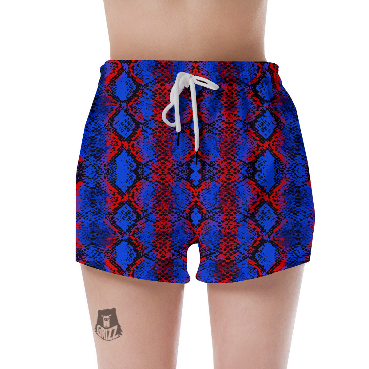 Snakeskin Red And Blue Print Women's Shorts-grizzshop