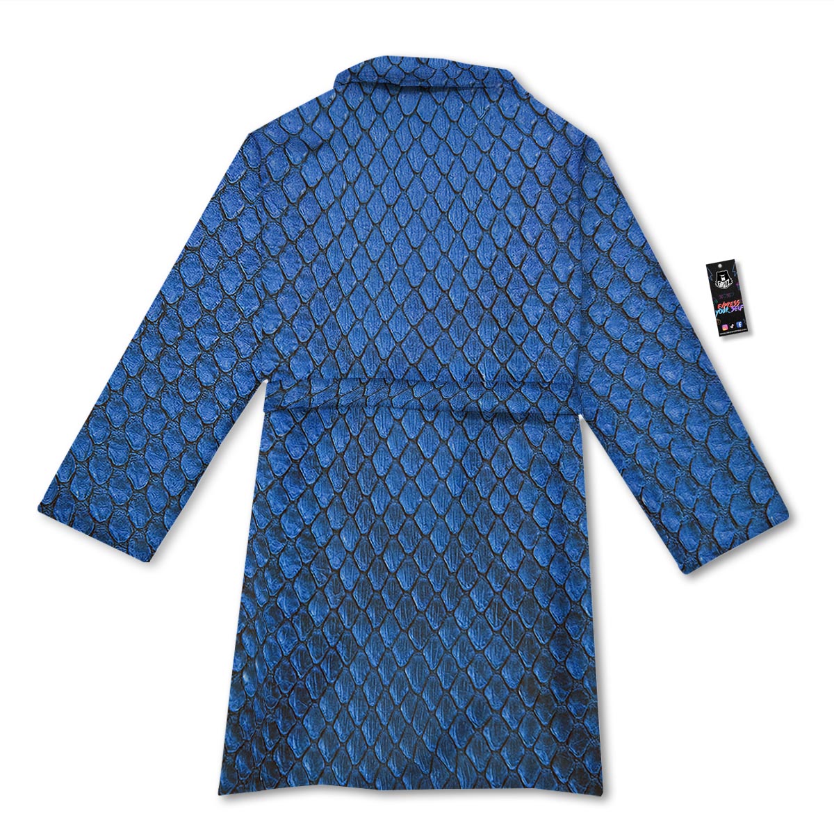 Snakeskin Steel Blue Print Bathrobe-grizzshop