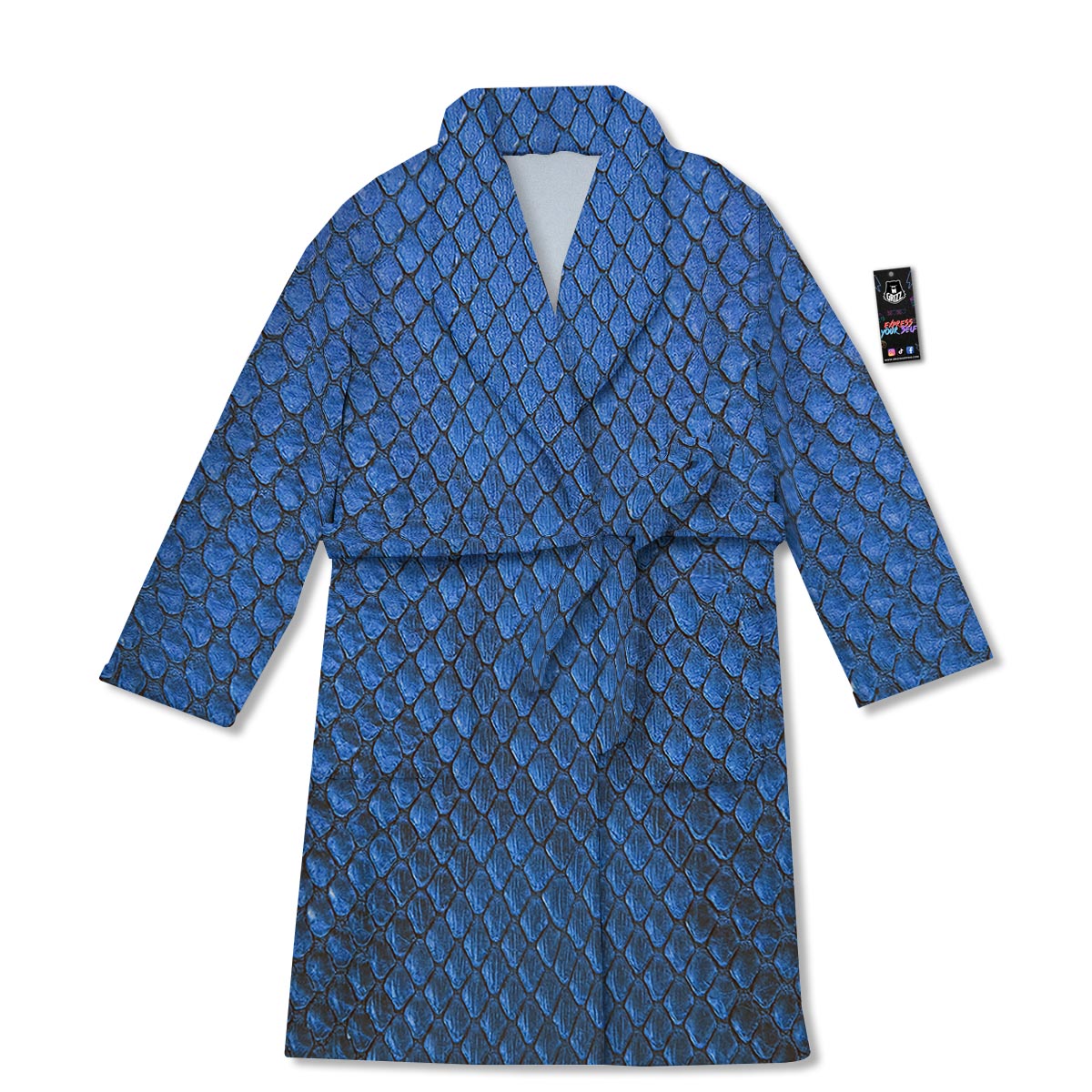 Snakeskin Steel Blue Print Bathrobe-grizzshop