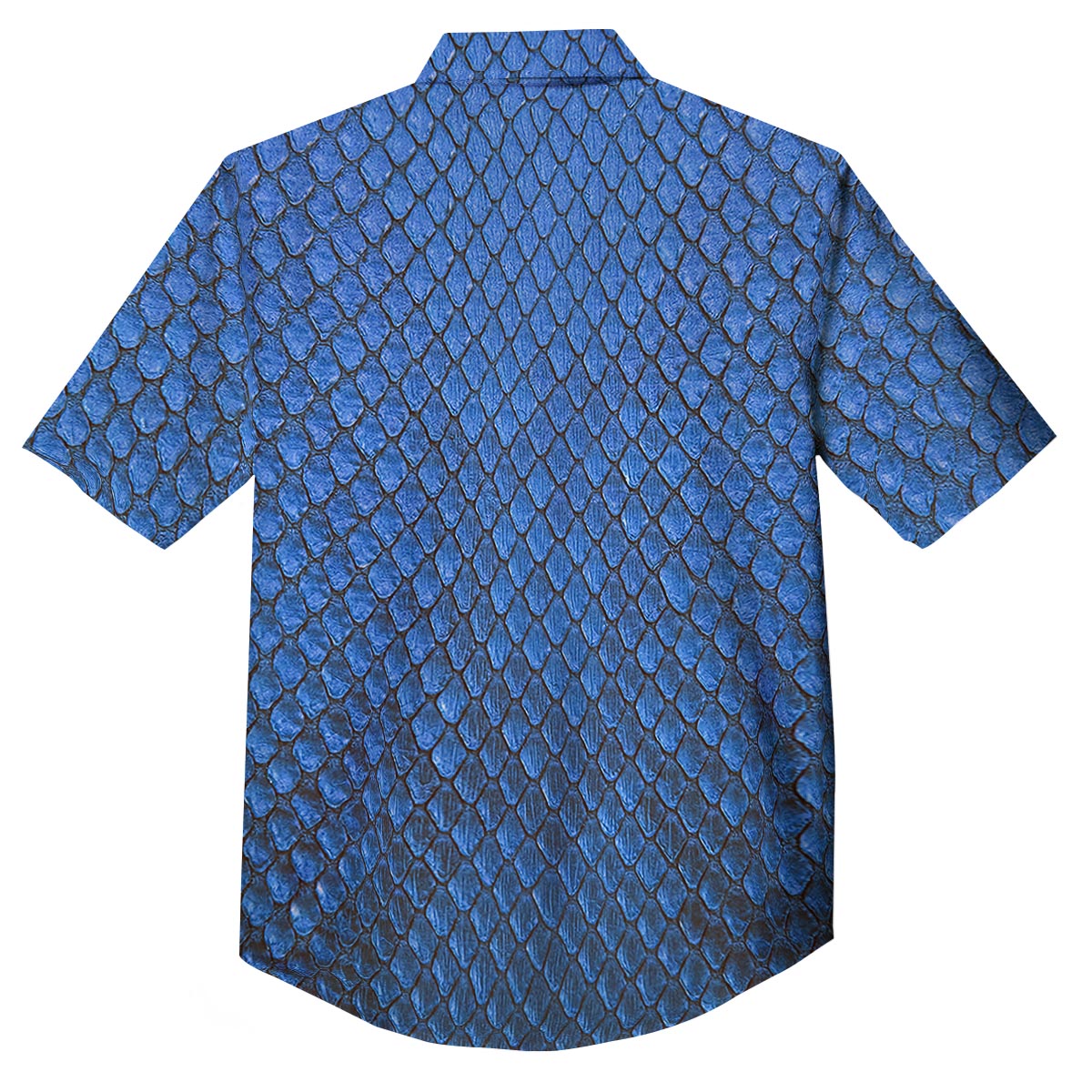 Snakeskin Steel Blue Print Button Up Shirt-grizzshop