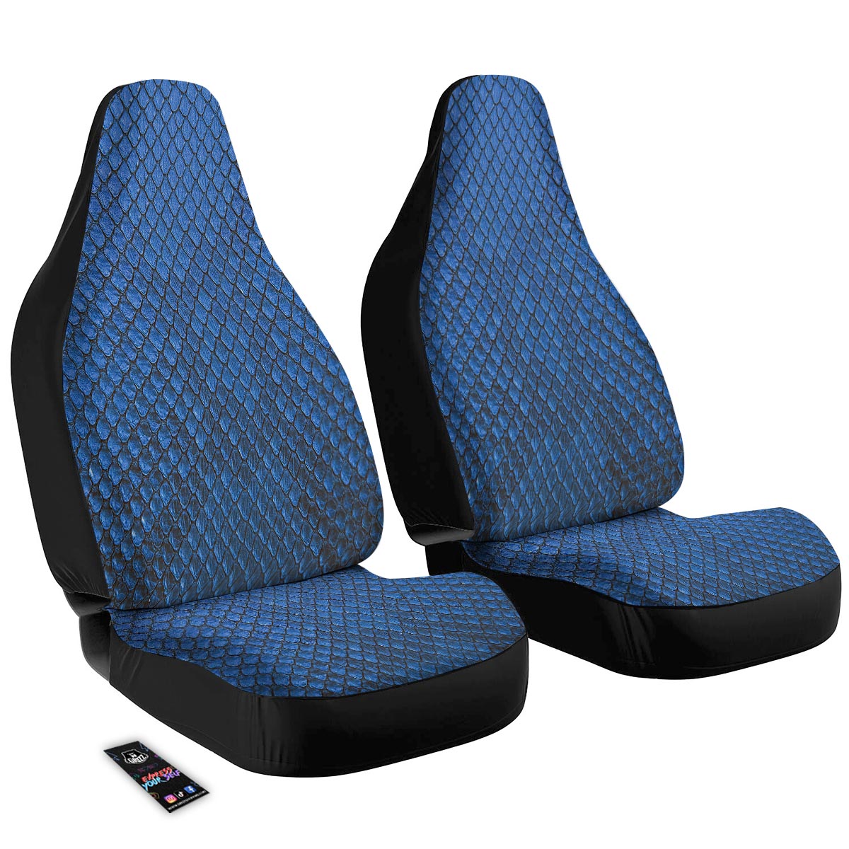 Snakeskin Steel Blue Print Car Seat Covers-grizzshop