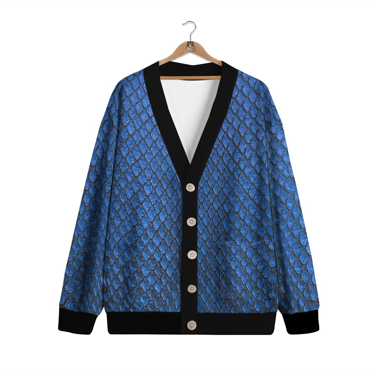 Snakeskin Steel Blue Print Cardigan-grizzshop