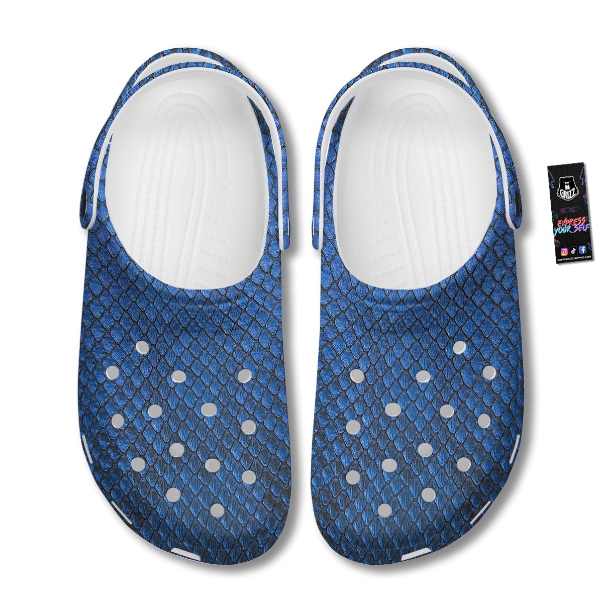 Snakeskin Steel Blue Print Clog-grizzshop