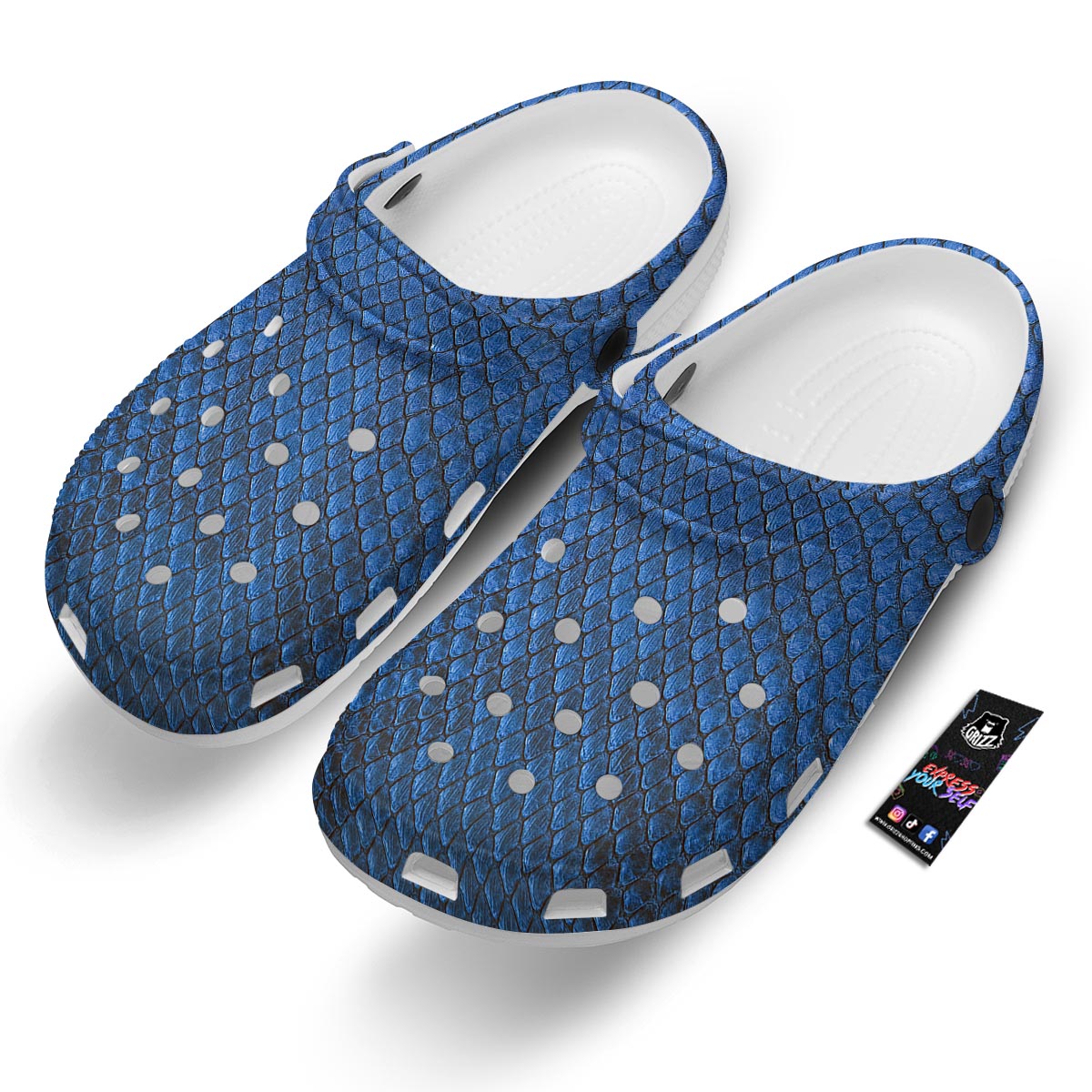 Snakeskin Steel Blue Print Clog-grizzshop