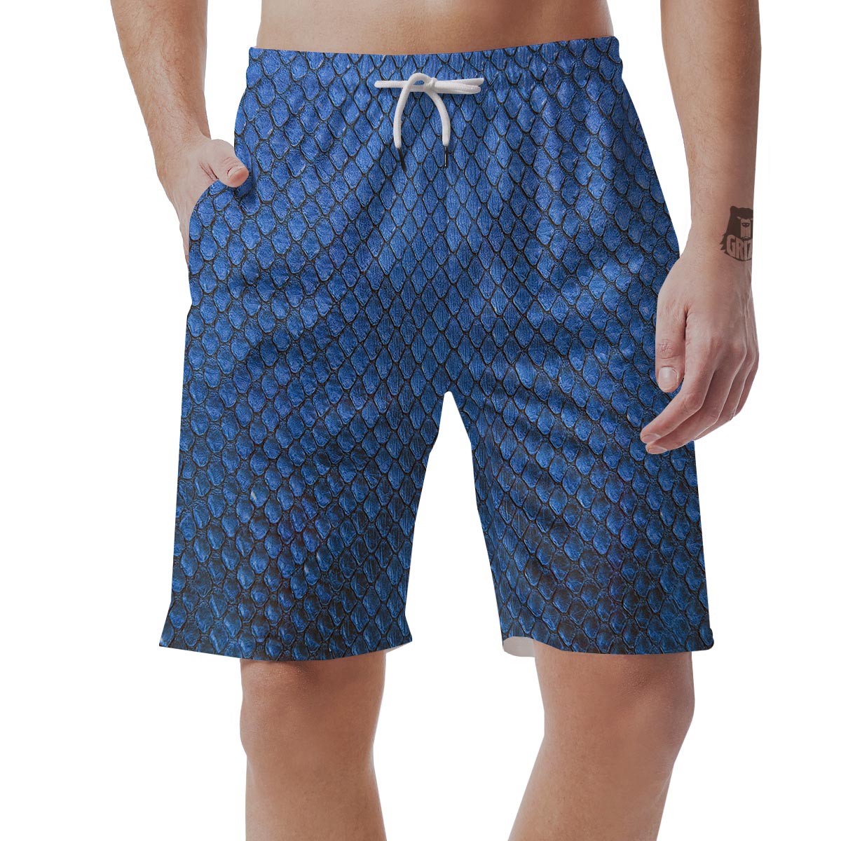Snakeskin Steel Blue Print Men's Shorts-grizzshop