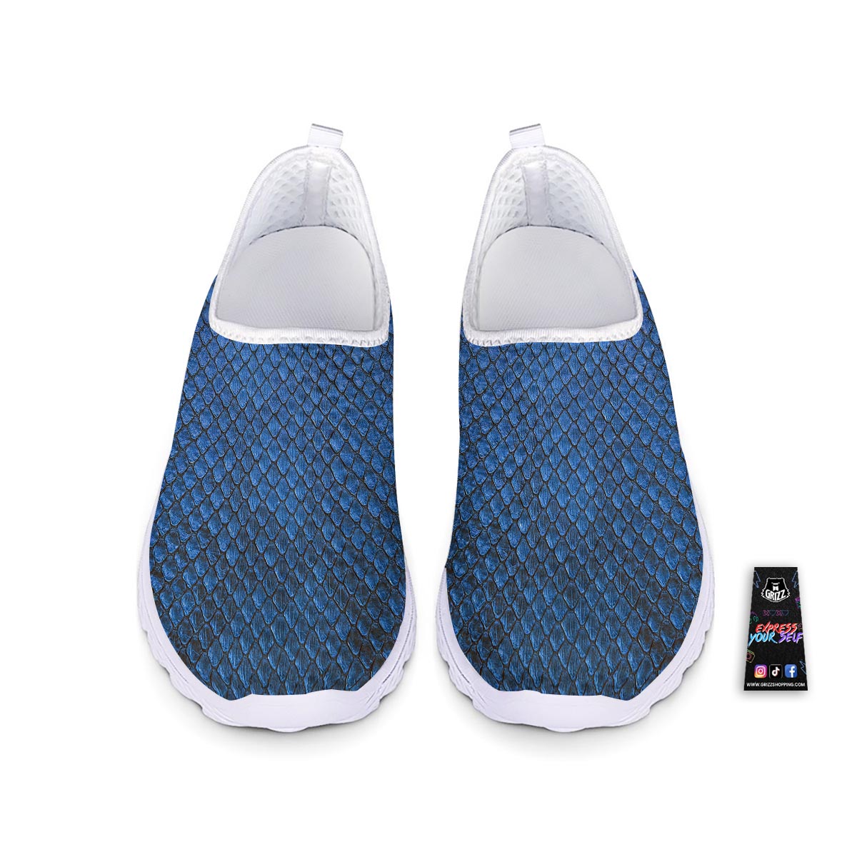 Snakeskin Steel Blue Print Nurse Shoes-grizzshop
