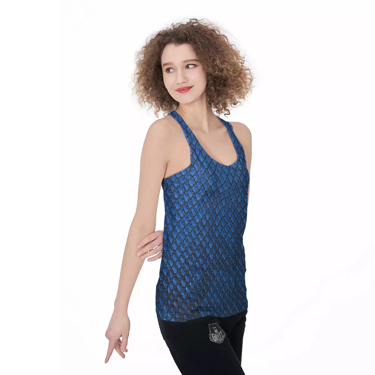 Snakeskin Steel Blue Print Women's Racerback Tank Top-grizzshop