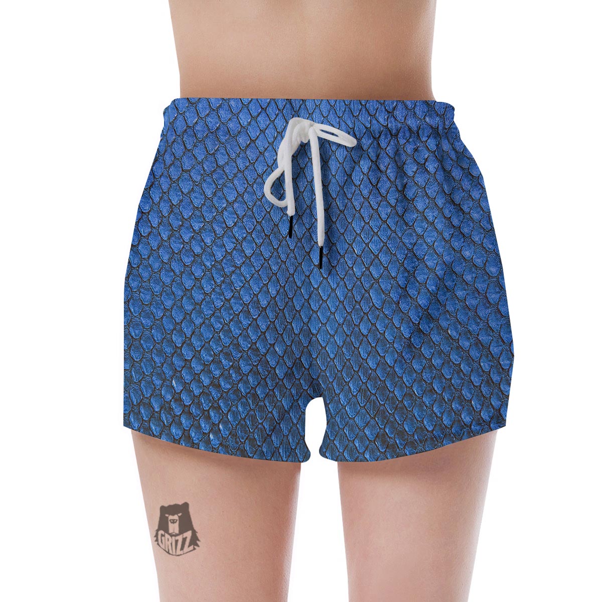 Snakeskin Steel Blue Print Women's Shorts-grizzshop