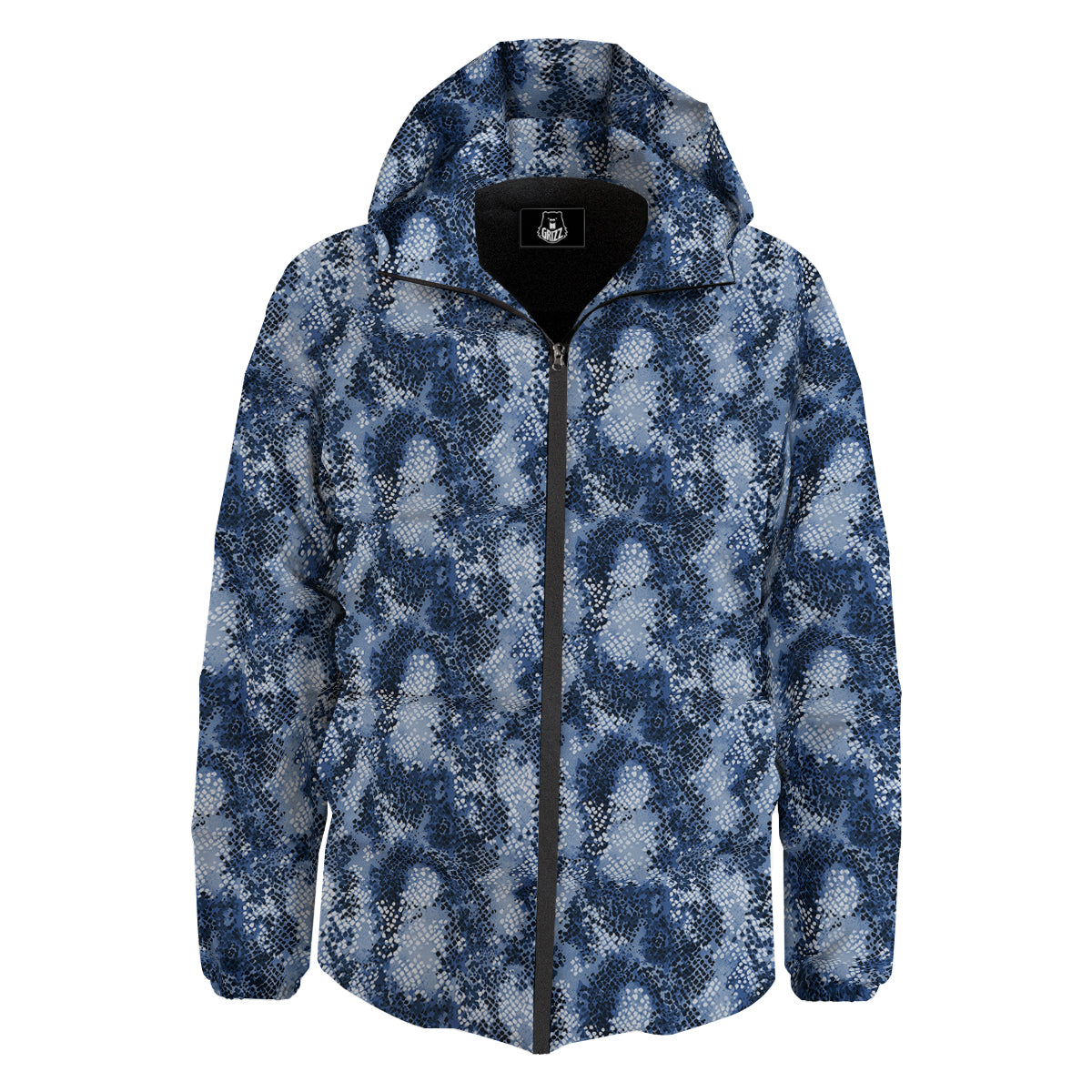 Snakeskin Watercolor Print Pattern Down Jacket-grizzshop